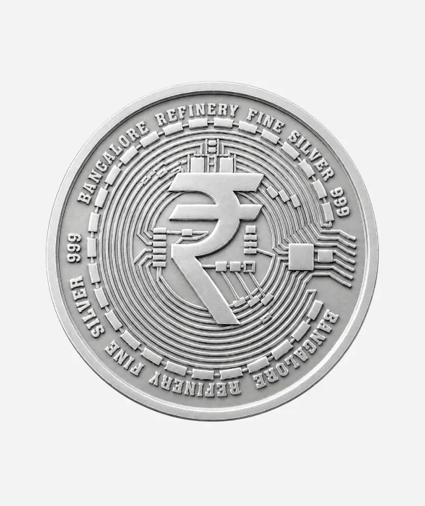 Rupee Silver Coin with Circuitry Design – 999 Pure Silver (20g)