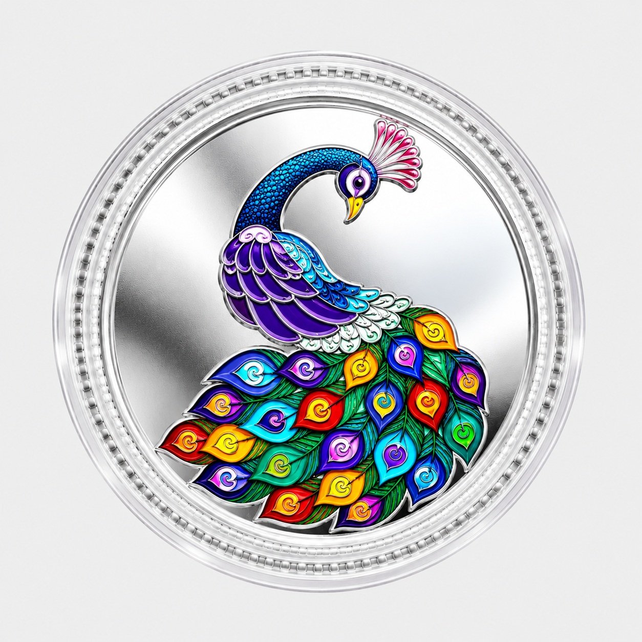Peacock Maple leaf Colourised Silver Coin – 999 Pure Silver (10g)